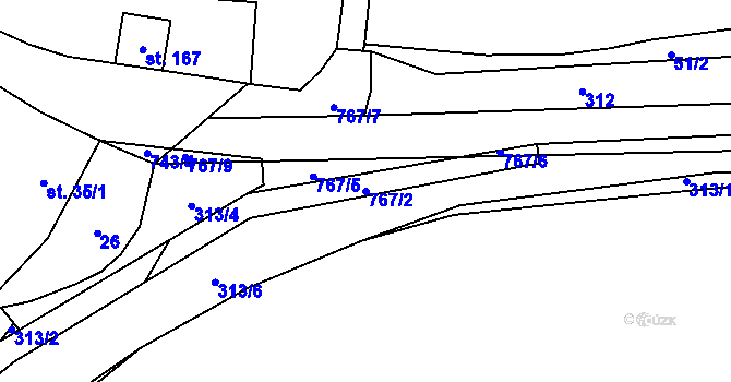Parcela st. 767/2 v KÚ Rochlov, Katastrální mapa