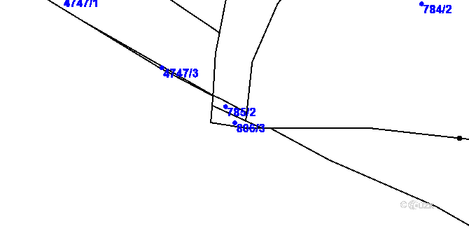 Parcela st. 806/3 v KÚ Rochlov, Katastrální mapa