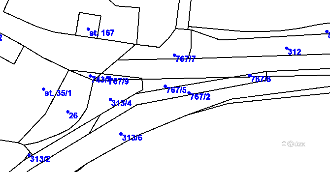 Parcela st. 767/5 v KÚ Rochlov, Katastrální mapa