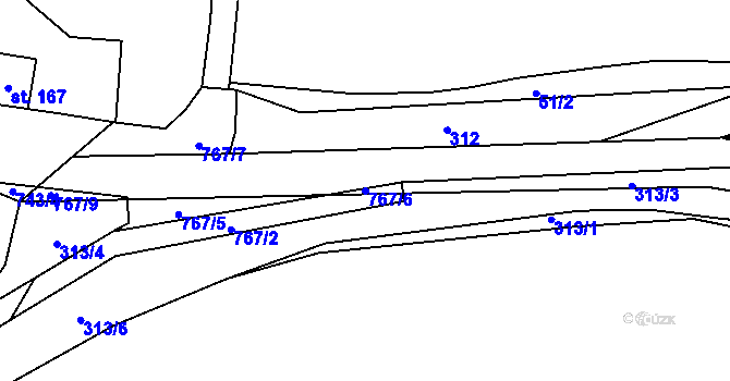 Parcela st. 767/6 v KÚ Rochlov, Katastrální mapa