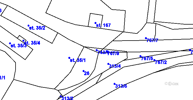 Parcela st. 743/4 v KÚ Rochlov, Katastrální mapa