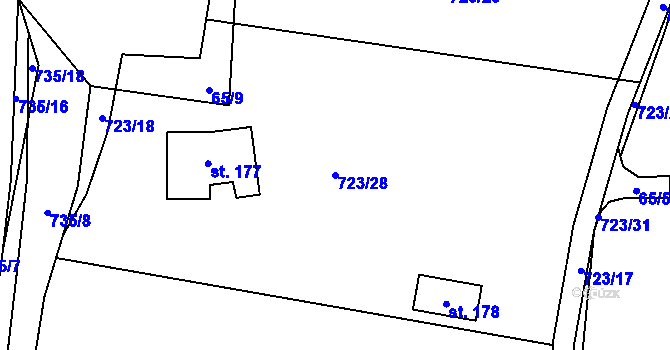 Parcela st. 723/28 v KÚ Rochlov, Katastrální mapa