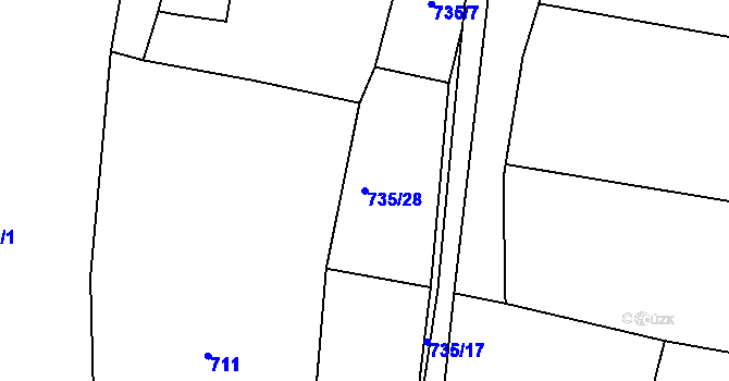 Parcela st. 735/28 v KÚ Rochlov, Katastrální mapa