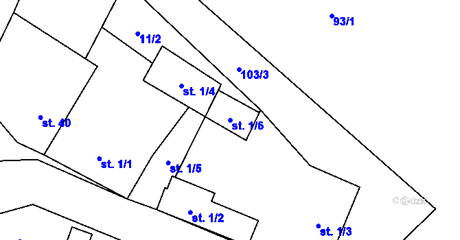 Parcela st. 1/6 v KÚ Rochov, Katastrální mapa