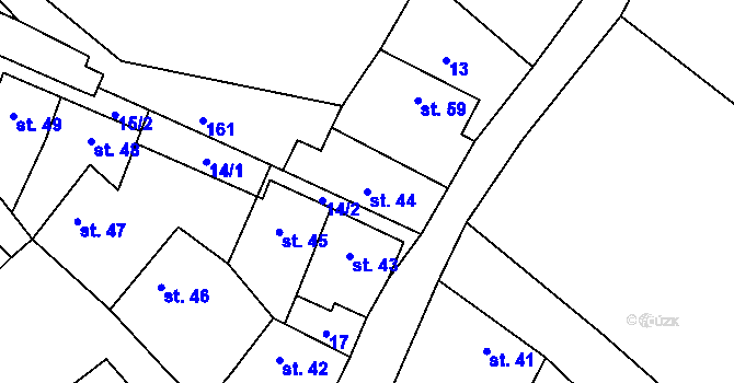 Parcela st. 44 v KÚ Rochov, Katastrální mapa