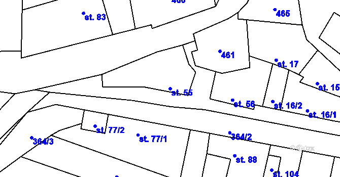 Parcela st. 55 v KÚ Rochov, Katastrální mapa