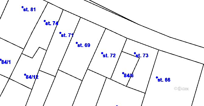 Parcela st. 72 v KÚ Rochov, Katastrální mapa