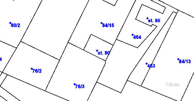 Parcela st. 80 v KÚ Rochov, Katastrální mapa