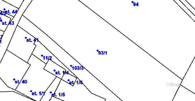 Parcela st. 93/1 v KÚ Rochov, Katastrální mapa