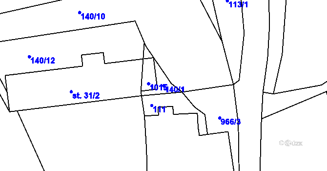 Parcela st. 140/1 v KÚ Rojetín, Katastrální mapa