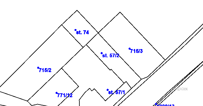 Parcela st. 57/2 v KÚ Rojetín, Katastrální mapa