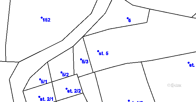 Parcela st. 5 v KÚ Rojetín, Katastrální mapa