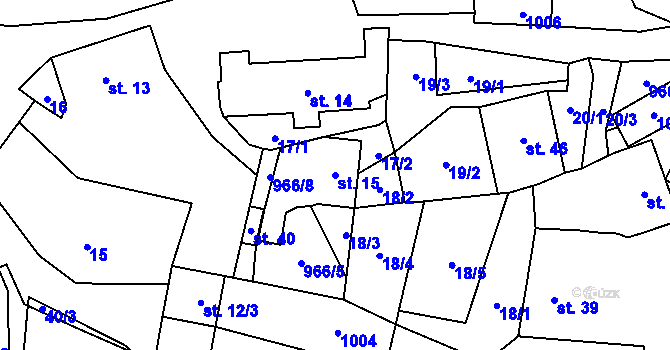 Parcela st. 15 v KÚ Rojetín, Katastrální mapa