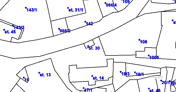 Parcela st. 30 v KÚ Rojetín, Katastrální mapa