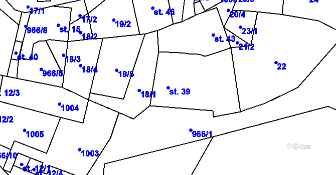 Parcela st. 39 v KÚ Rojetín, Katastrální mapa