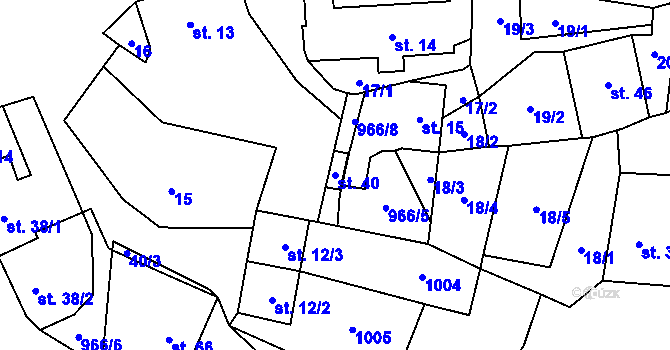 Parcela st. 40 v KÚ Rojetín, Katastrální mapa
