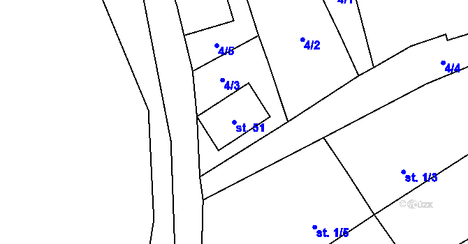Parcela st. 51 v KÚ Rojetín, Katastrální mapa