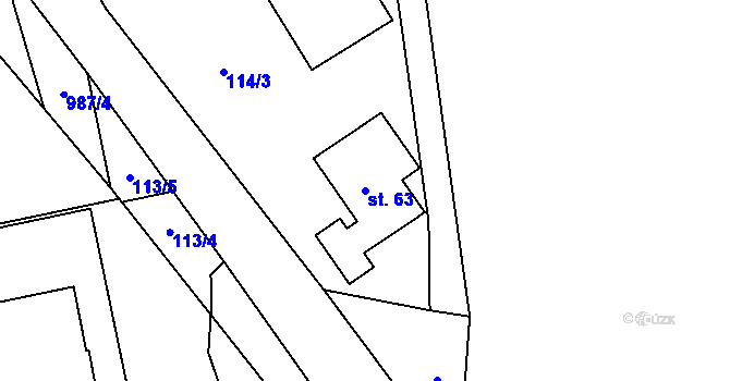 Parcela st. 63 v KÚ Rojetín, Katastrální mapa