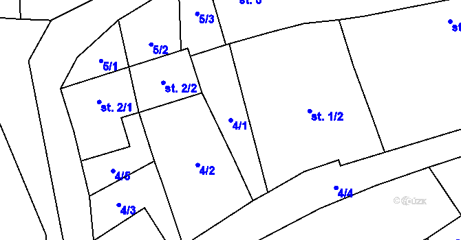 Parcela st. 4/1 v KÚ Rojetín, Katastrální mapa