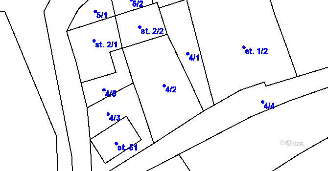 Parcela st. 4/2 v KÚ Rojetín, Katastrální mapa