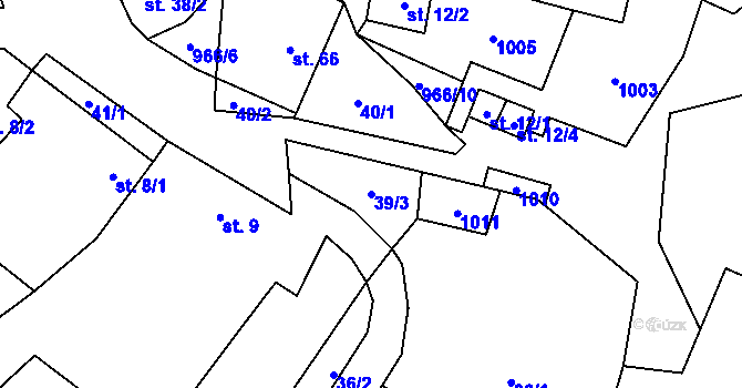 Parcela st. 39/3 v KÚ Rojetín, Katastrální mapa
