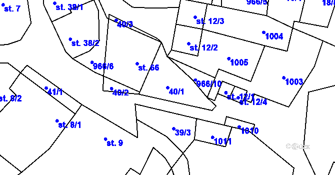 Parcela st. 40/1 v KÚ Rojetín, Katastrální mapa
