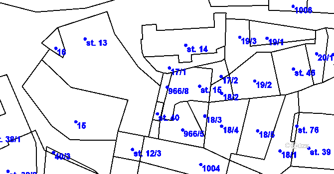 Parcela st. 966/8 v KÚ Rojetín, Katastrální mapa