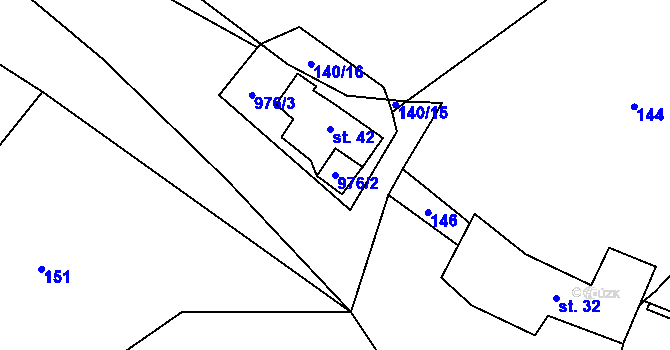 Parcela st. 976/2 v KÚ Rojetín, Katastrální mapa