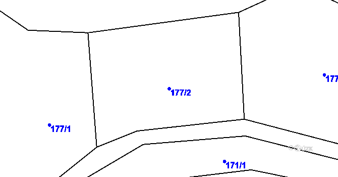 Parcela st. 177/2 v KÚ Rojetín, Katastrální mapa