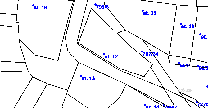 Parcela st. 12 v KÚ Láz u Radomyšle, Katastrální mapa