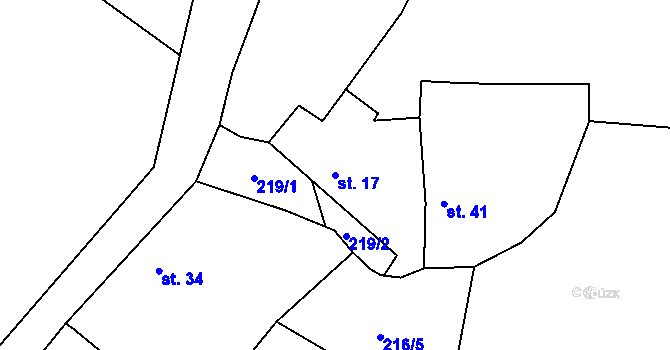 Parcela st. 17 v KÚ Láz u Radomyšle, Katastrální mapa