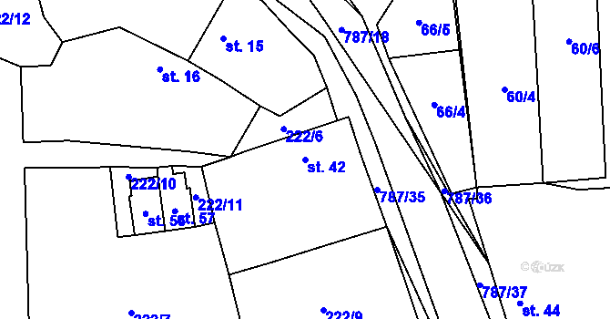 Parcela st. 42 v KÚ Láz u Radomyšle, Katastrální mapa