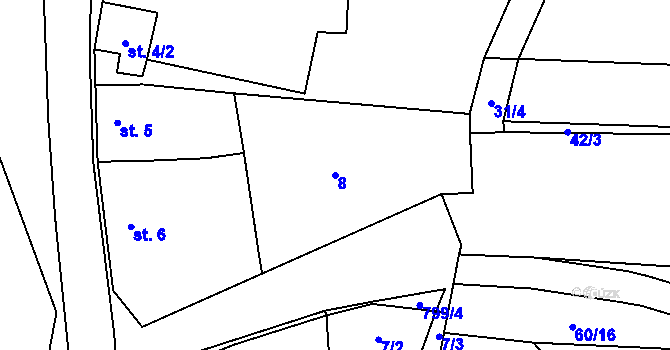 Parcela st. 8 v KÚ Láz u Radomyšle, Katastrální mapa