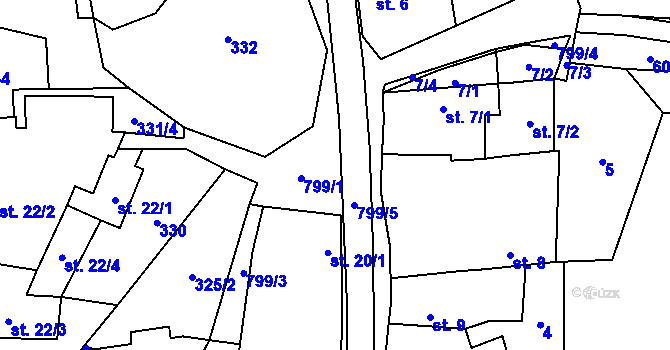 Parcela st. 799/1 v KÚ Láz u Radomyšle, Katastrální mapa