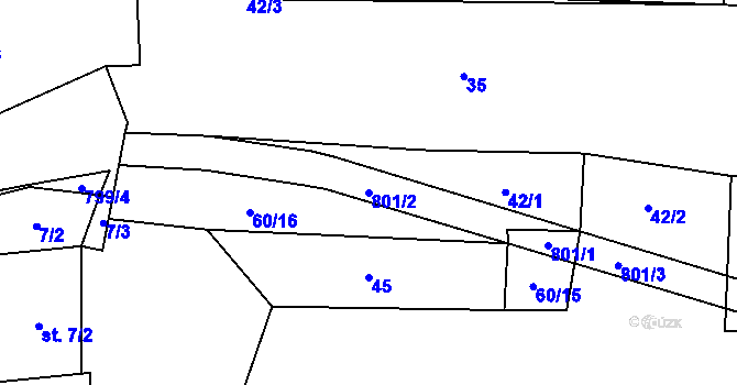 Parcela st. 801/2 v KÚ Láz u Radomyšle, Katastrální mapa