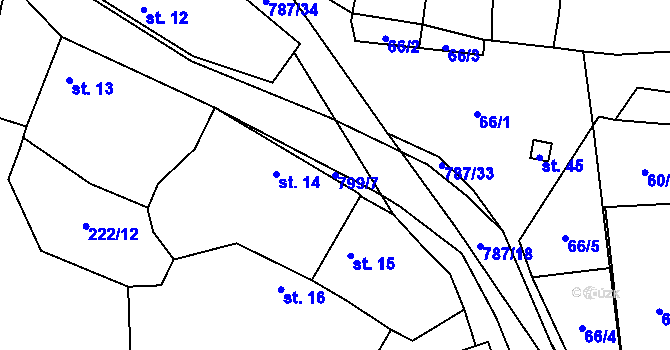 Parcela st. 799/7 v KÚ Láz u Radomyšle, Katastrální mapa