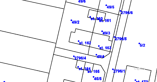 Parcela st. 162 v KÚ Rojšín, Katastrální mapa