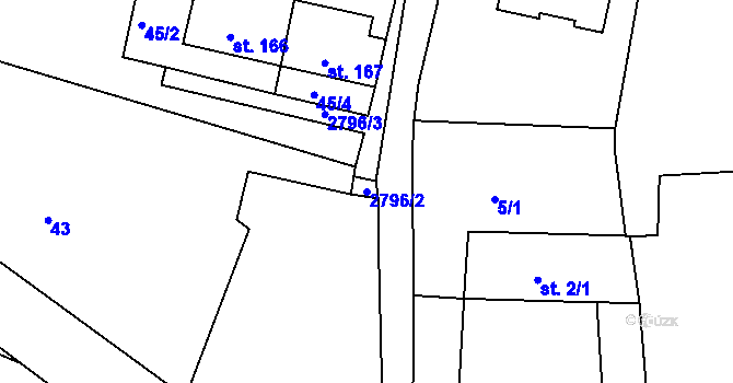 Parcela st. 2796/2 v KÚ Rojšín, Katastrální mapa