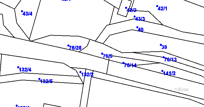 Parcela st. 76/5 v KÚ Rokle, Katastrální mapa