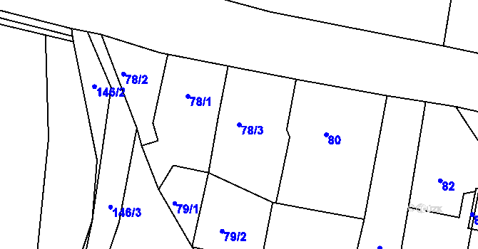 Parcela st. 78/3 v KÚ Rokle, Katastrální mapa