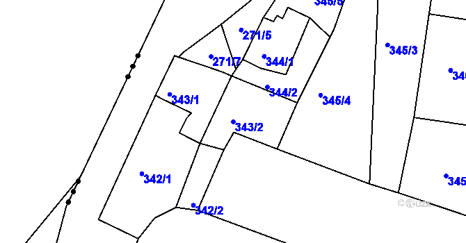 Parcela st. 343/2 v KÚ Rokle, Katastrální mapa