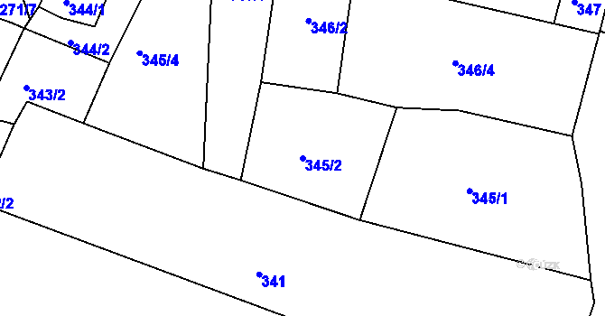 Parcela st. 345/2 v KÚ Rokle, Katastrální mapa