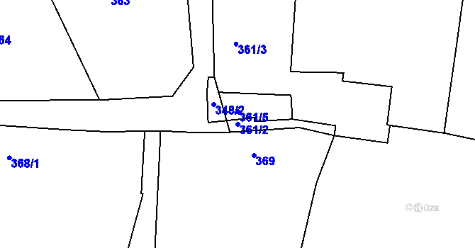 Parcela st. 361/2 v KÚ Rokle, Katastrální mapa
