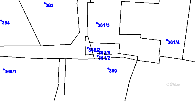 Parcela st. 361/5 v KÚ Rokle, Katastrální mapa