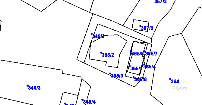 Parcela st. 365/2 v KÚ Rokle, Katastrální mapa