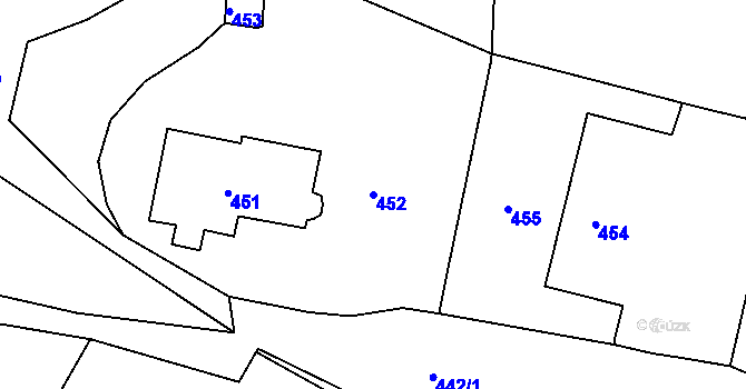 Parcela st. 452 v KÚ Rokle, Katastrální mapa