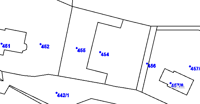 Parcela st. 454 v KÚ Rokle, Katastrální mapa