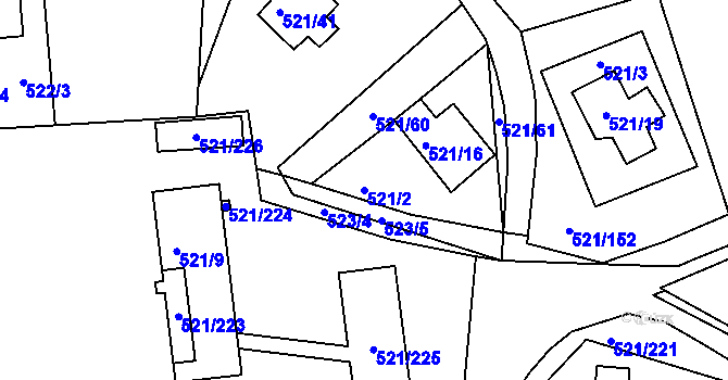 Parcela st. 521/2 v KÚ Rokle, Katastrální mapa