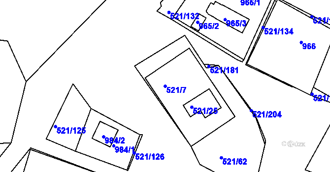Parcela st. 521/7 v KÚ Rokle, Katastrální mapa