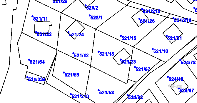 Parcela st. 521/13 v KÚ Rokle, Katastrální mapa